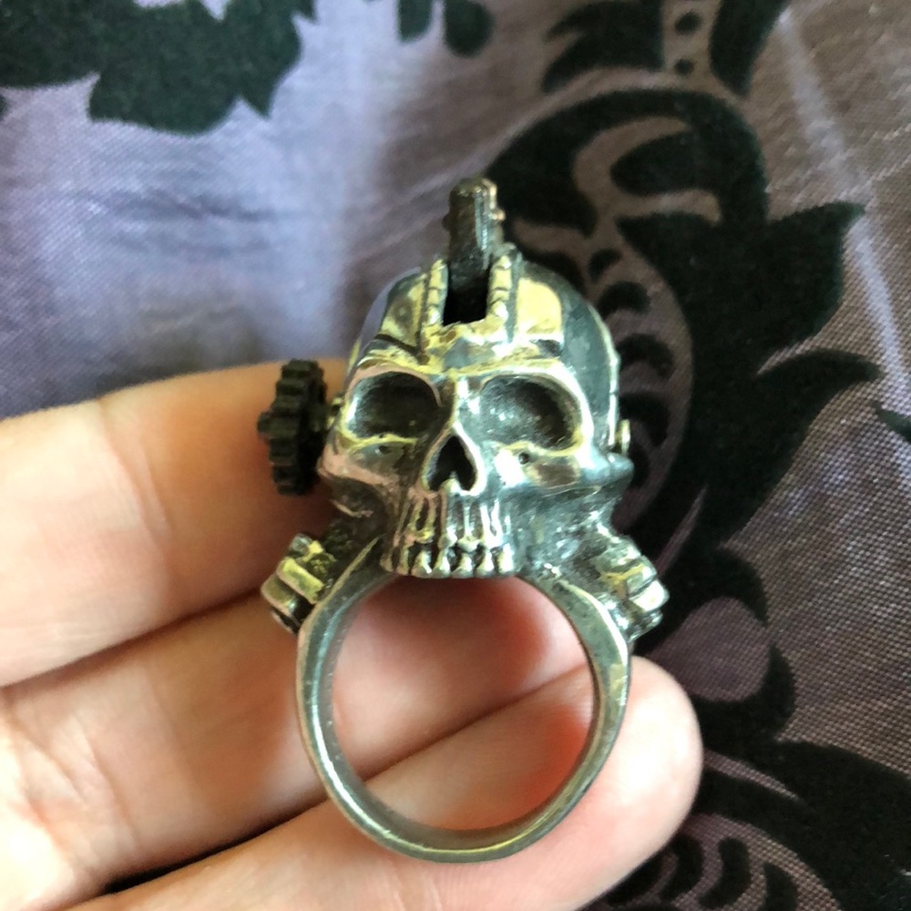 Alchemy Gothic Steampunk Skull Ring sz.8